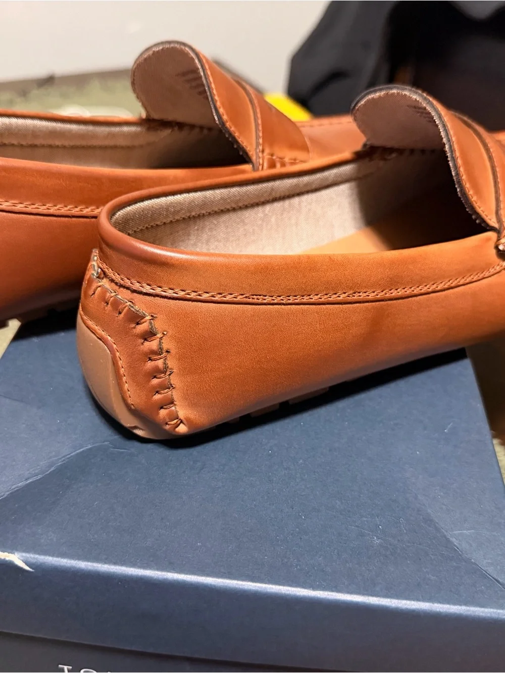 Tommy Hilfiger Men's Cognac Leather Boat Loafers